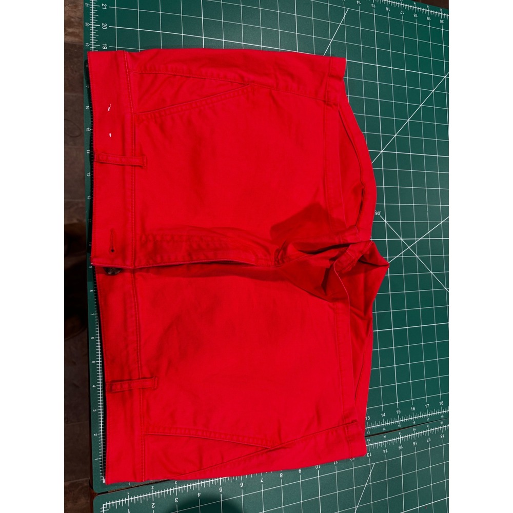 Express Shortie Mid Rise Chino Shorts Red Womens Size 12 Flat Front Twill